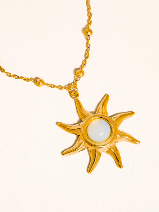 Non-Tarnish Sun Pendant Necklace