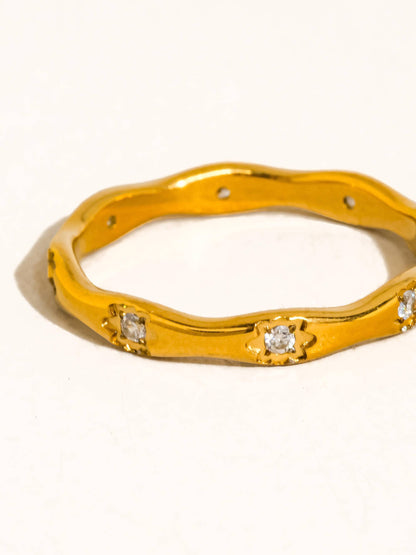 Vendome 18K Gold Non-Tarnish CZ Starburst Ring
