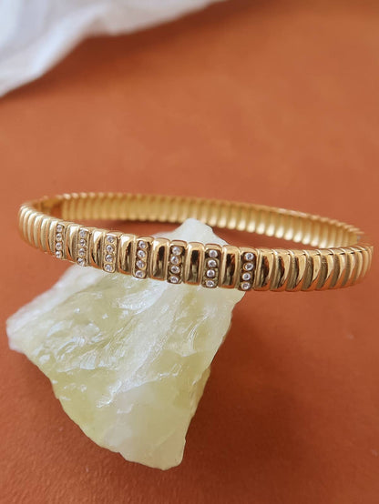 Monelle 18K Gold Non-Tarnish CZ Bangle Bracelet