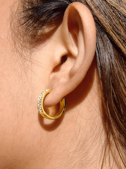 Non-Tarnish CZ Pave Hoop Earrings