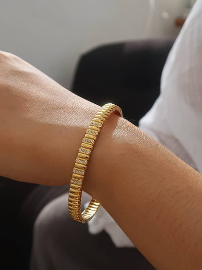 Monelle 18K Gold Non-Tarnish CZ Bangle Bracelet