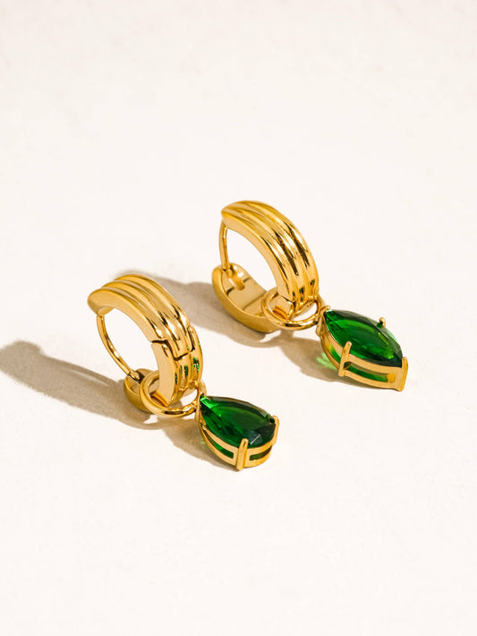 Non-Tarnish Teardrop CZ Mismatch Earrings