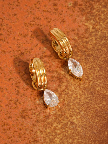 Non-Tarnish Teardrop CZ Mismatch Earrings