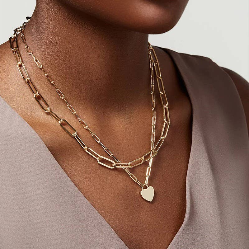 Non Tarnish Layered Heart Necklace