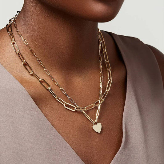 Non Tarnish Layered Heart Necklace
