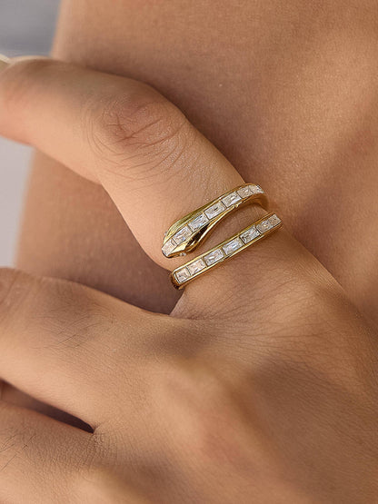 Verton 18K Gold Non-Tarnish Snake CZ Ring