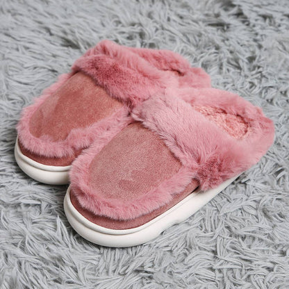 Faux Suede Fuzzy Slippers