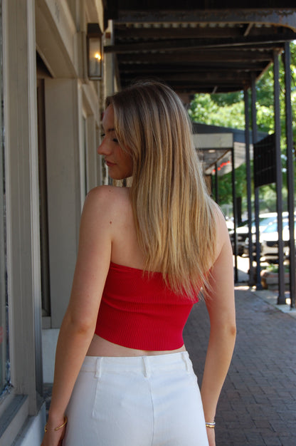 Ribbed Knot Bustier Top