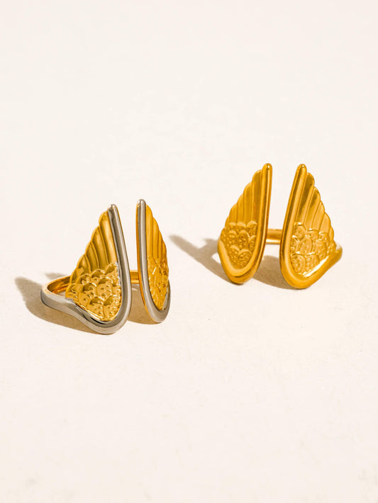 Silvane 18K Gold Non-Tarnish Angel Wing Ring