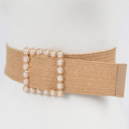 Pearl Buckle Elastic Belt
