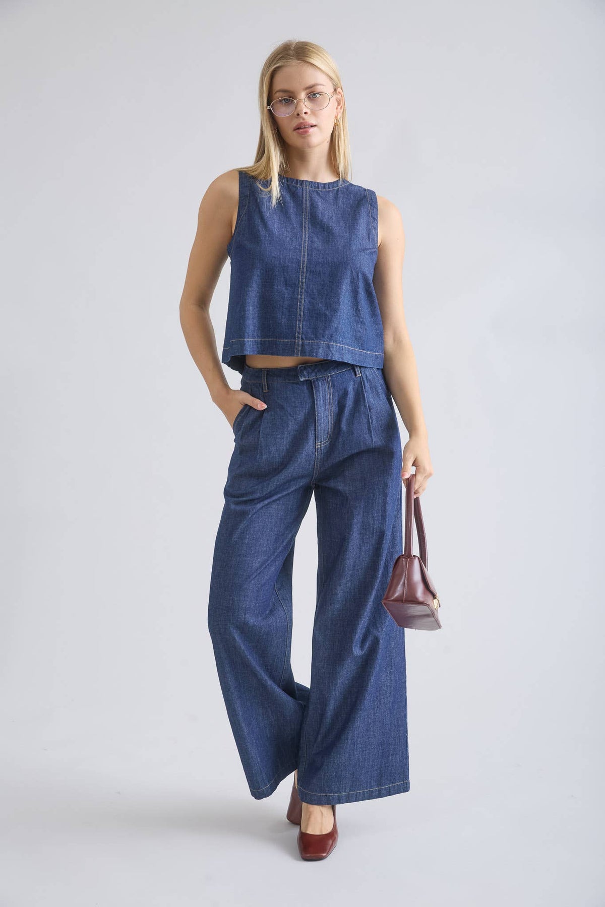 Pleated Wide Leg Pants