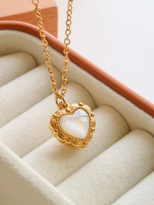 Josie Gold Non-Tarnish Vintage Heart Pendant Necklace