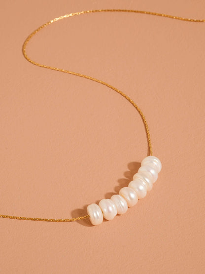 Non-Tarnish Pearl Bar Necklace
