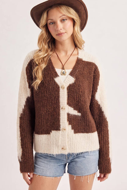 Cowhide Fuzzy Cardigan