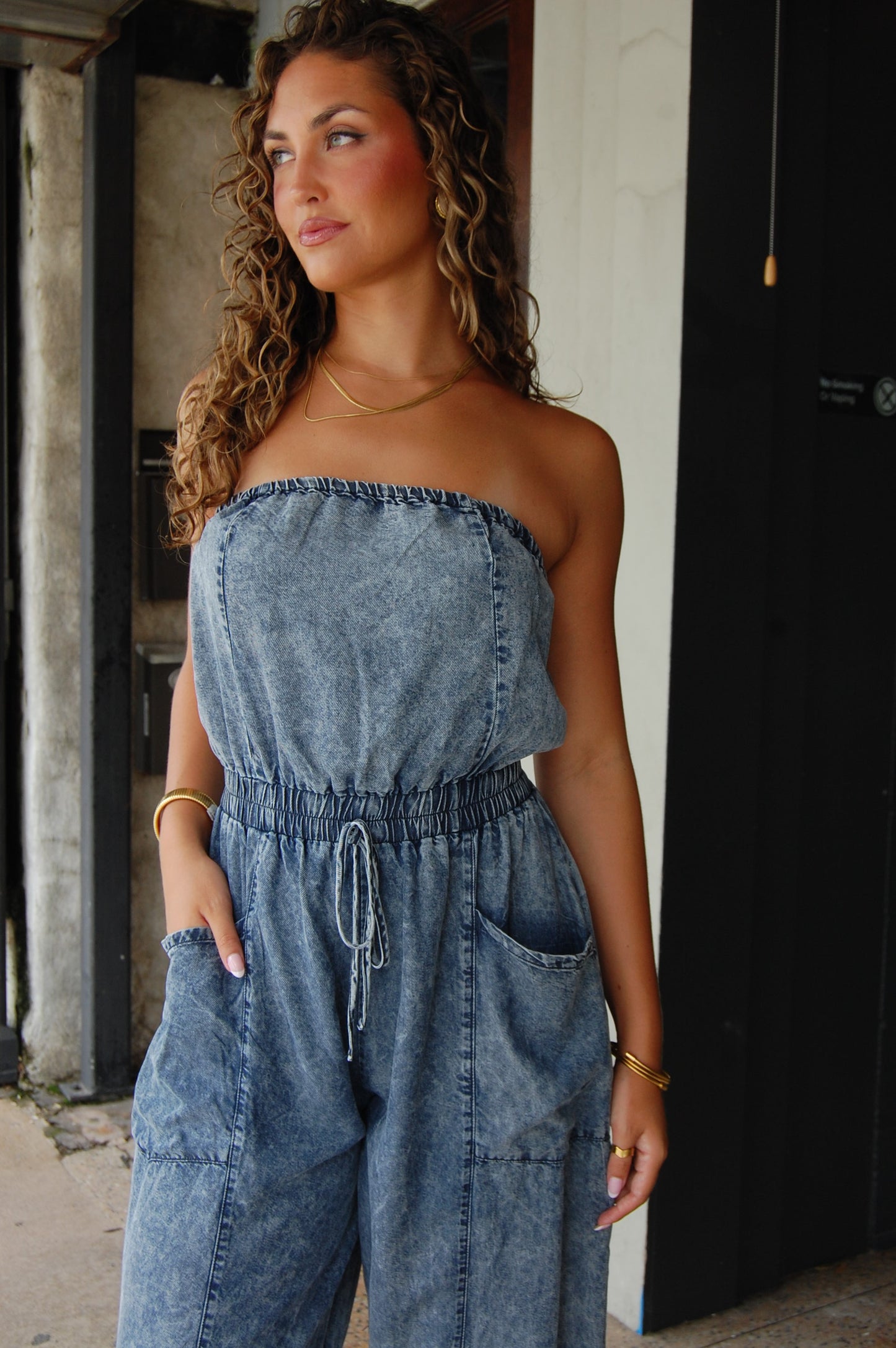 Tube Denim Jumpsuit