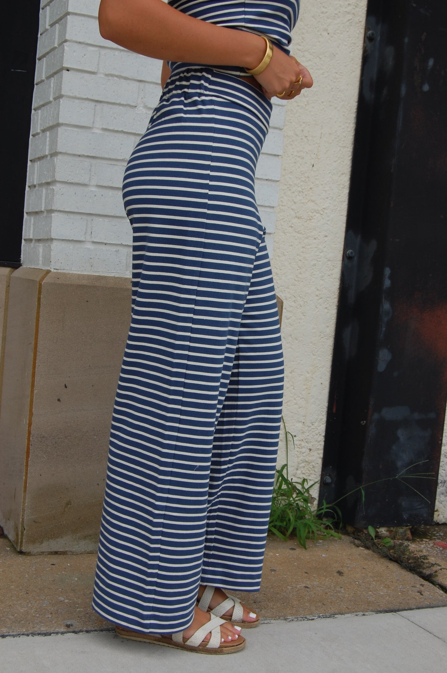 Striped Wide Leg Pants Set