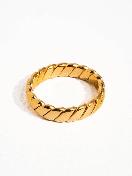Pierre 18K Gold Non-Tarnish Braided Stack Ring