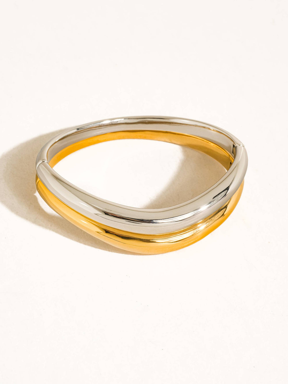 Mathieu 18K Gold Non-Tarnish Sculptural Bangle Bracelet