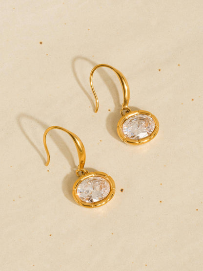 Non-Tarnish Oval CZ Earrings