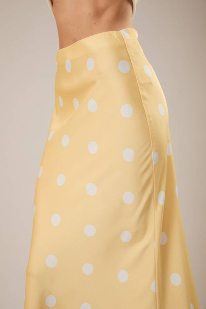 Satin Polka Dot Midi Skirt