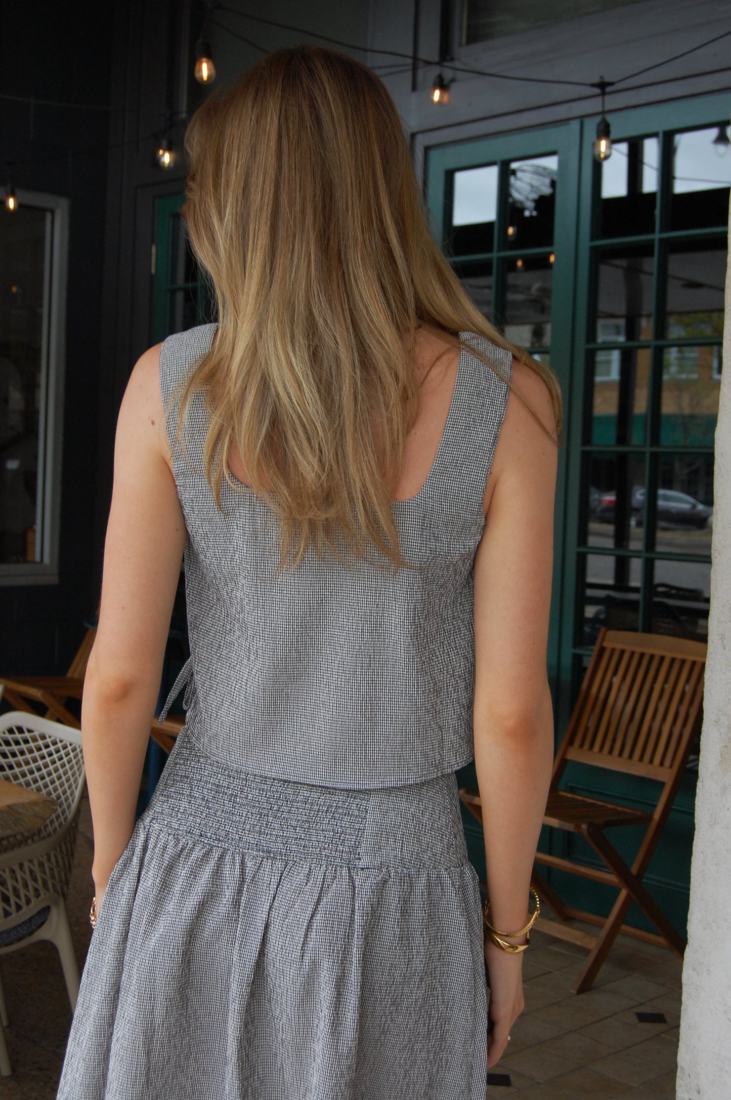 Plaid Tie Top (set)