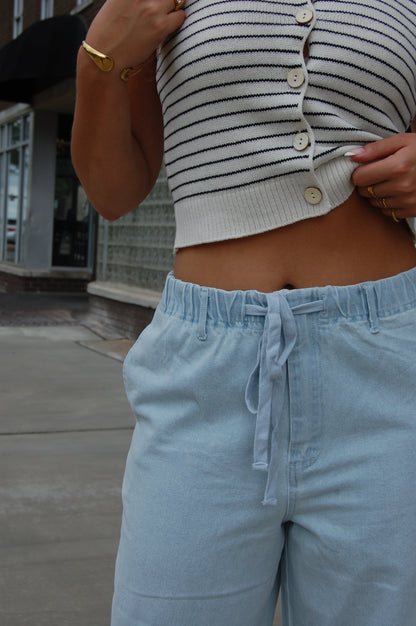 Twill Washed Wide Pants