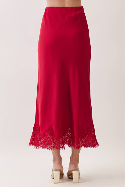 Lace Satin Maxi Skirt