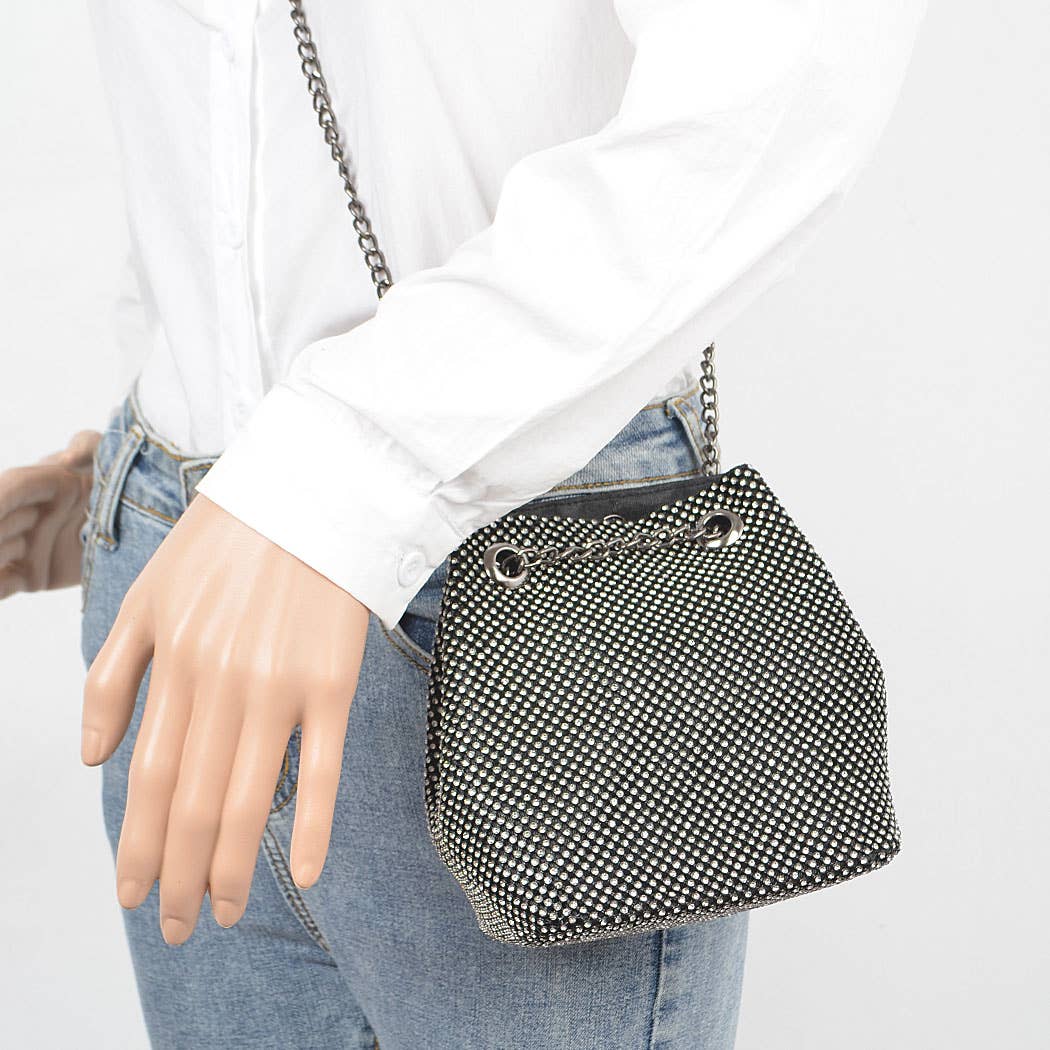 Rhinestone Bucket Chain Bag
