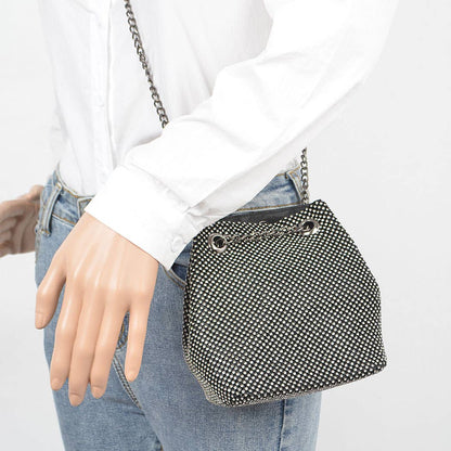 Rhinestone Bucket Chain Bag