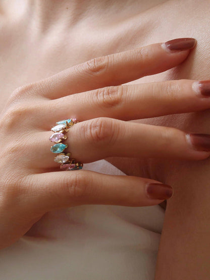 Briony 18K Gold Non-Tarnish Multi-Gemstone Eternity Ring