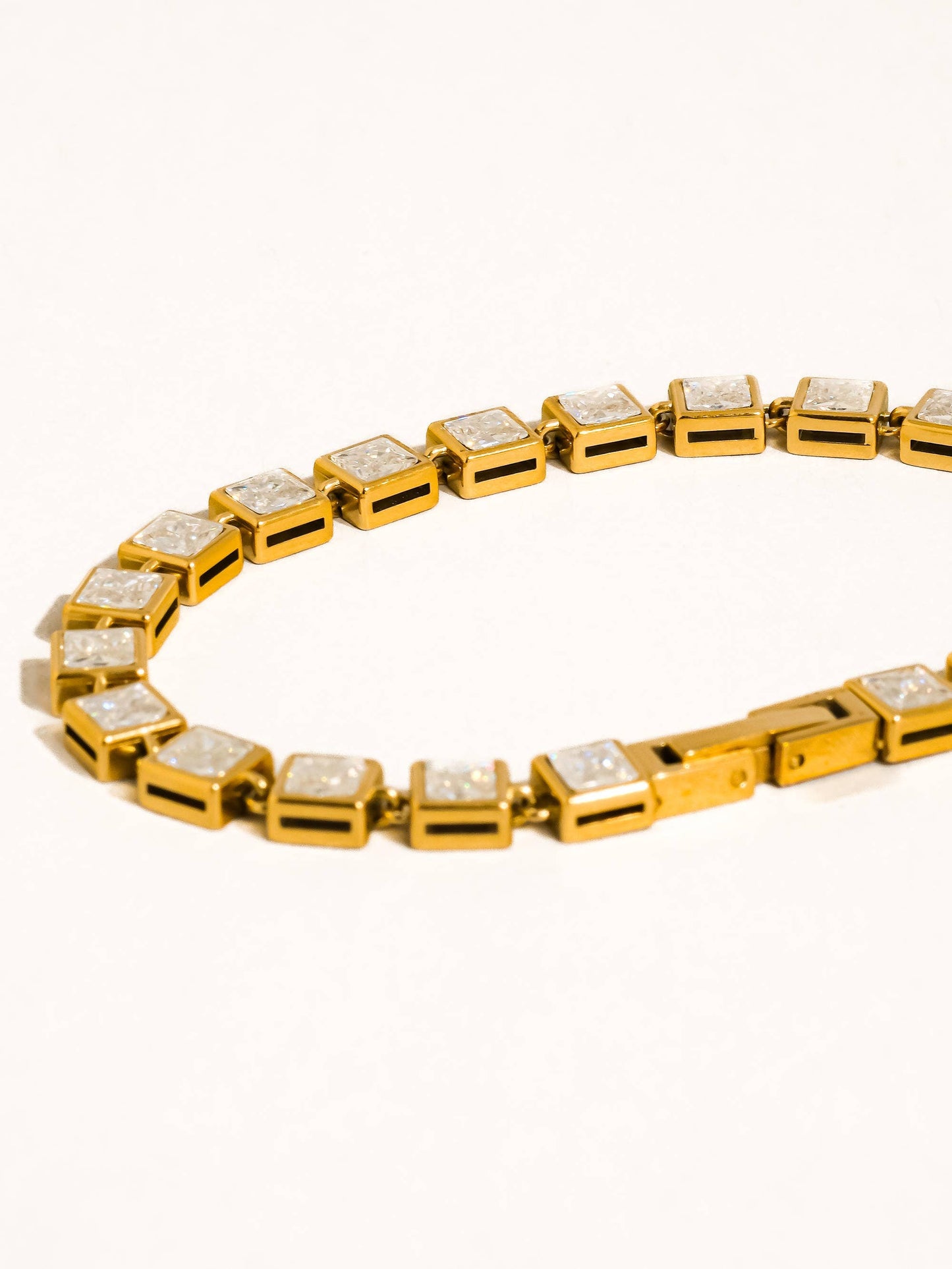 Midi 18K Gold Non-Tarnish Square CZ Glam Bracelet