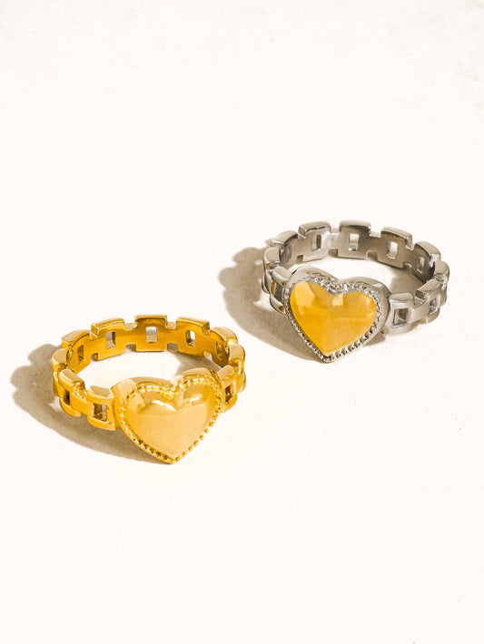 Storm 18K Gold Non-Tarnish Heart Watchband Ring