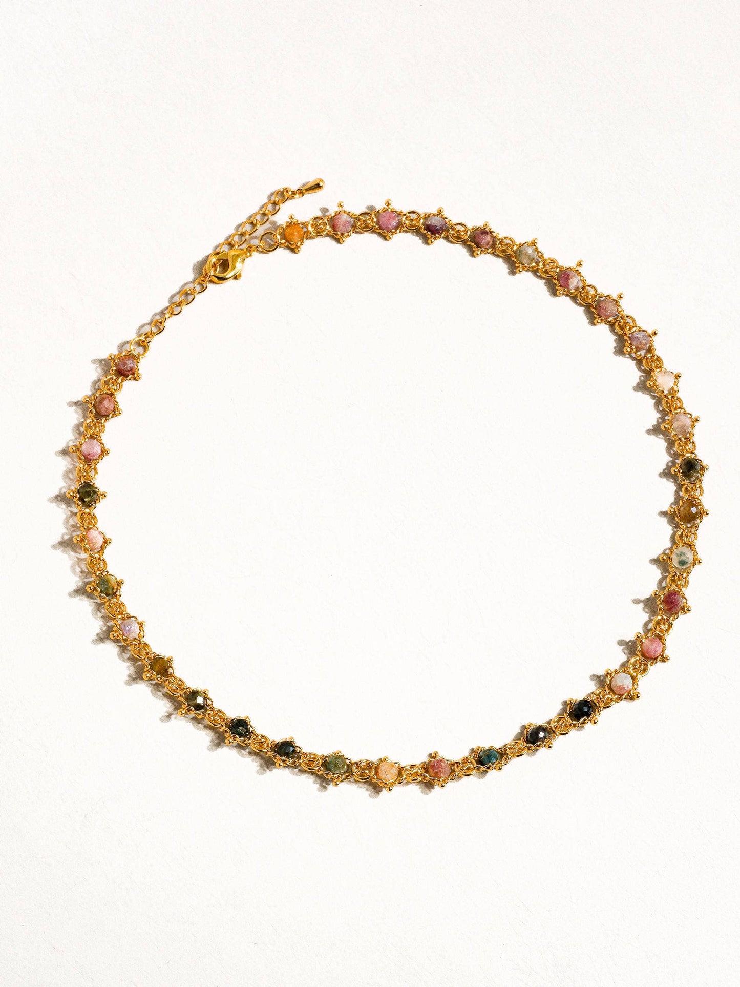 18K Gold Multi-Stone Chained Bracelet