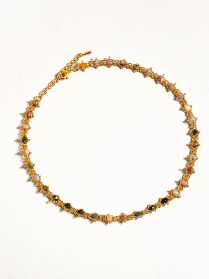 18K Gold Multi-Stone Chained Bracelet
