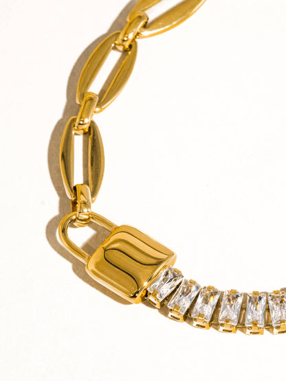 Benson 18K Gold Non-Tarnish Rhinestone Chain Bracelet