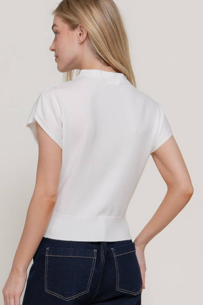 Cap Mock Neck Sweater Top