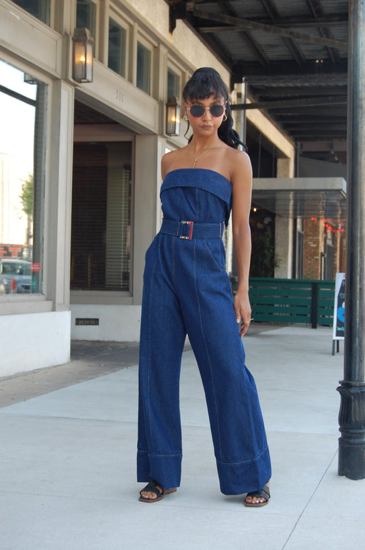 Tube Denim Jumpsuit