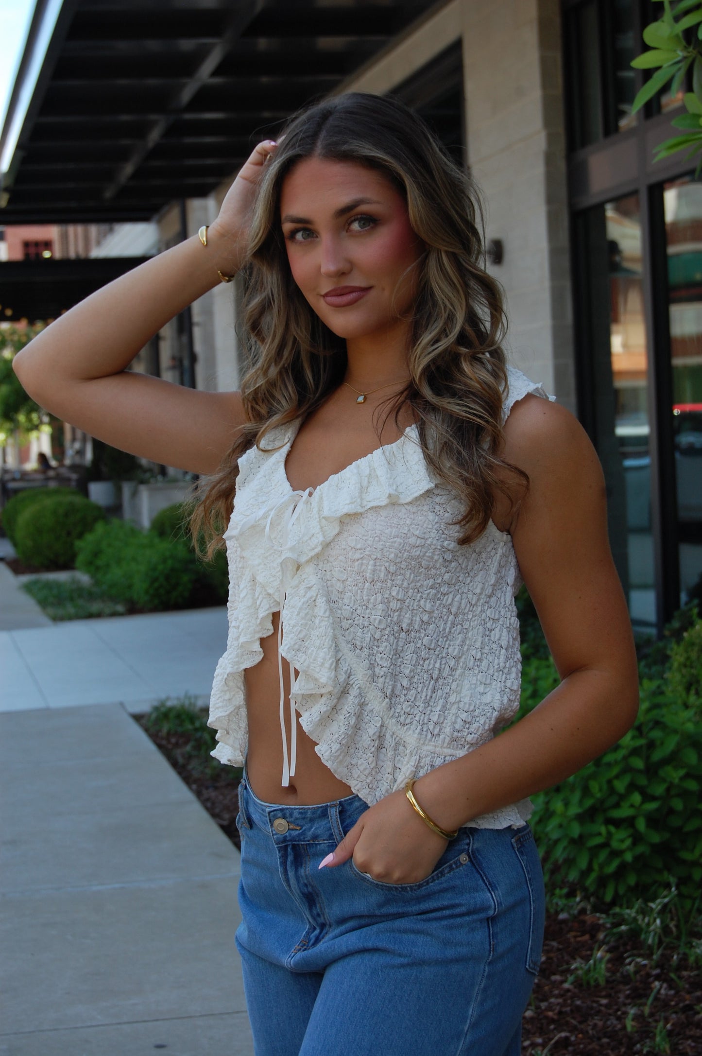 Cascade Ruffle Top