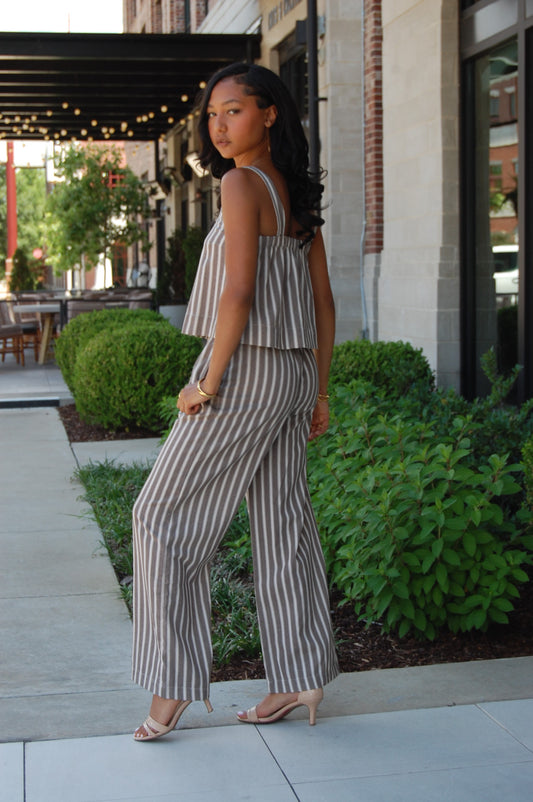 Stripe Linen Pants Set