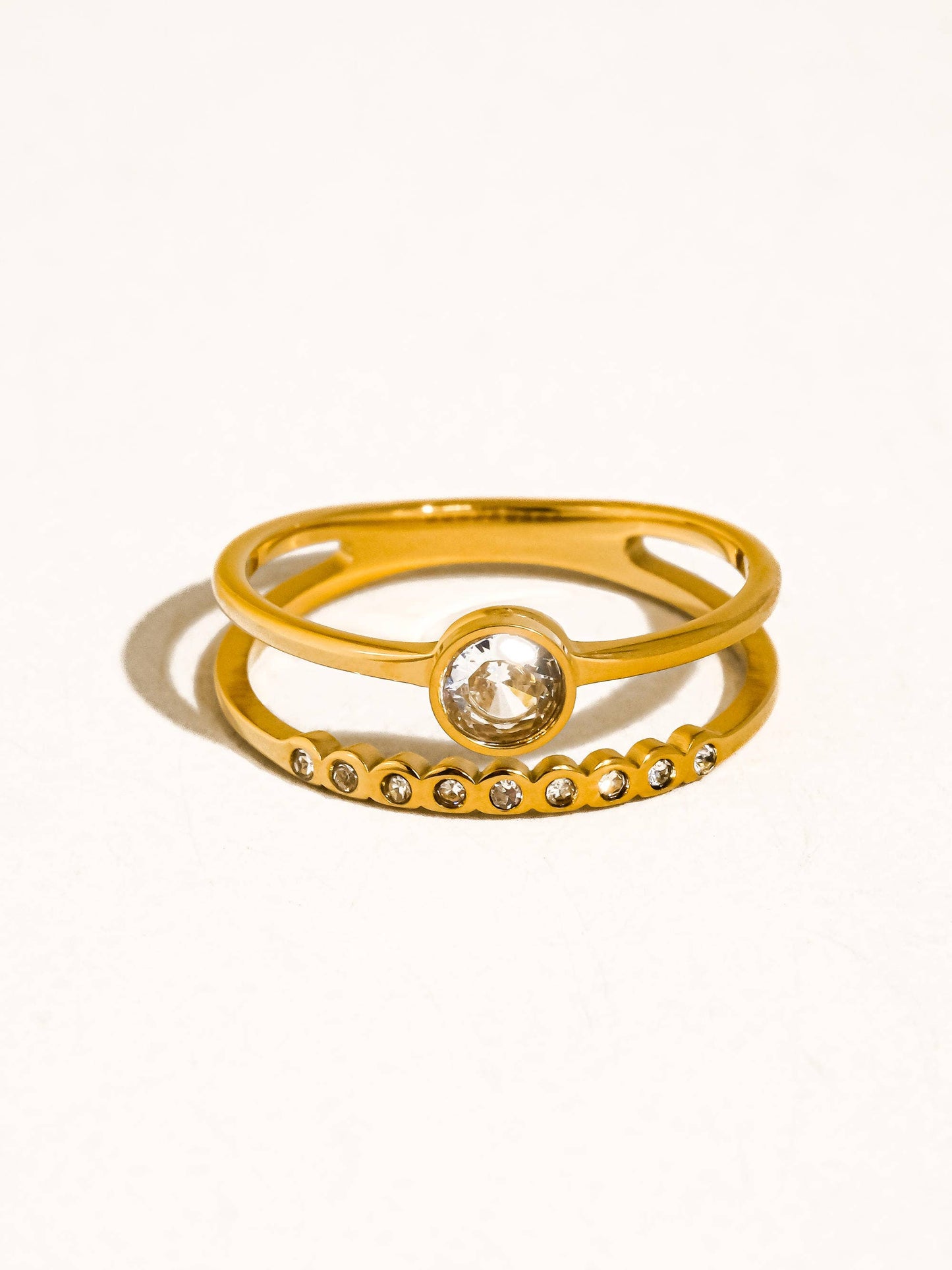 Roséa 18K Gold Non-Tarnish Stack Stone Ring