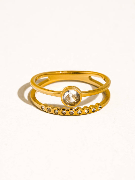 Roséa 18K Gold Non-Tarnish Stack Stone Ring