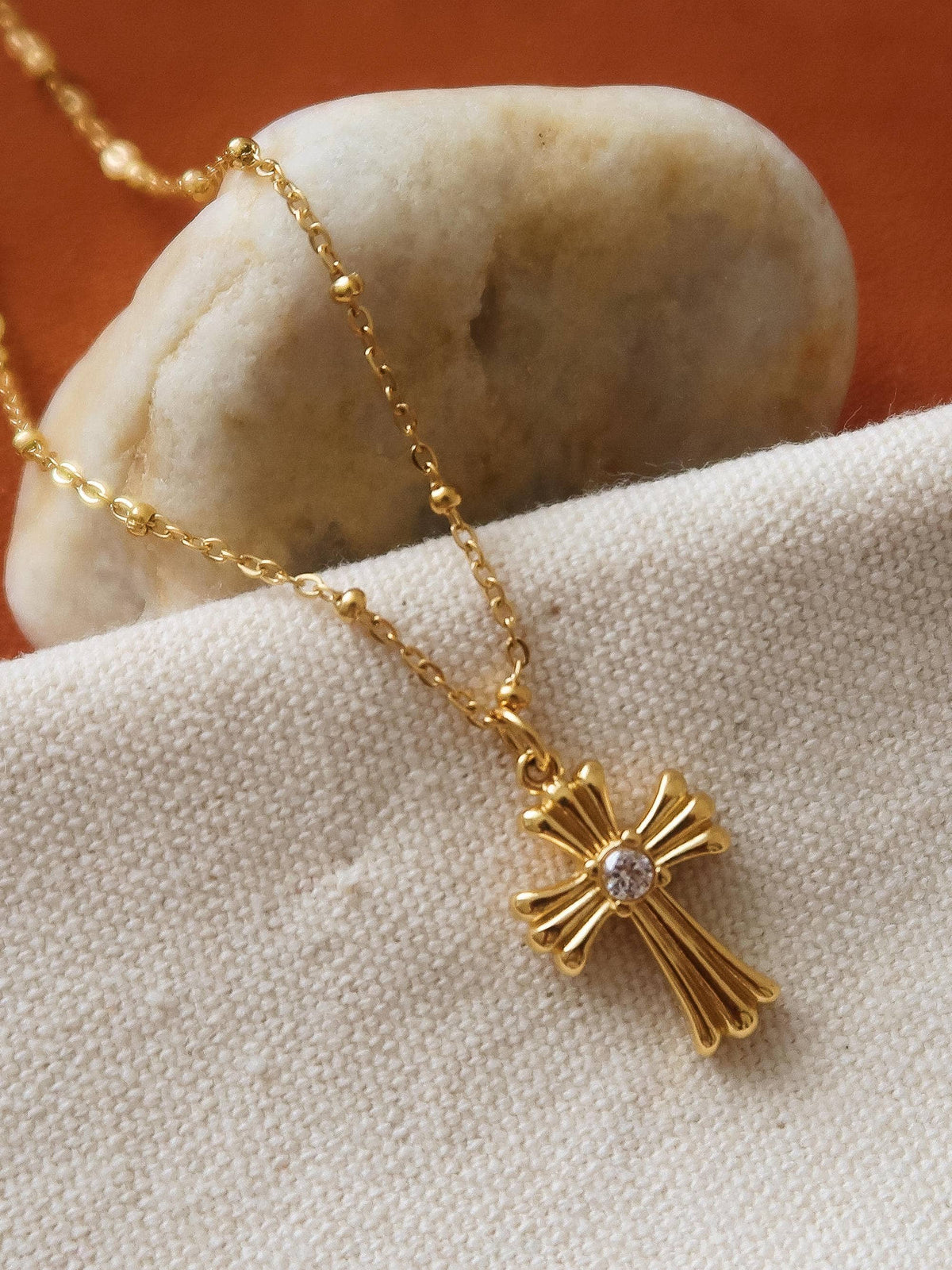 Non-Tarnish CZ Cross Necklace