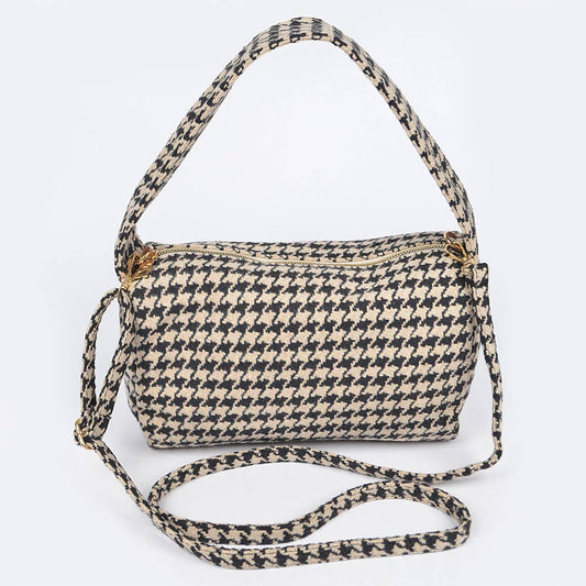 Houndstooth Knit Shoulder Bag