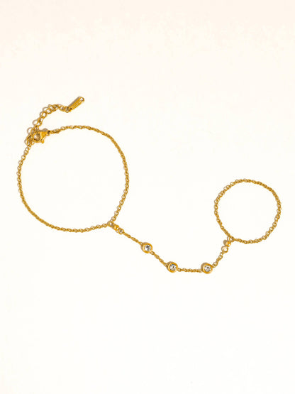 Nadine 18K Gold Non-Tarnish CZ Hand Chain Bracelet