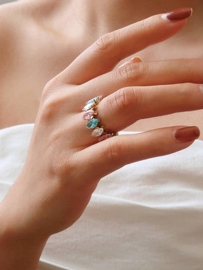 Briony 18K Gold Non-Tarnish Multi-Gemstone Eternity Ring