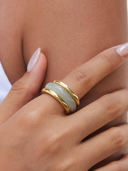 Moss 18K Gold Non-Tarnish Red Jasper Stone Ring Set