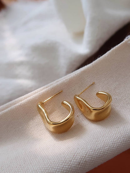 Non-Tarnish Sculpted Wave Hoop Earrings