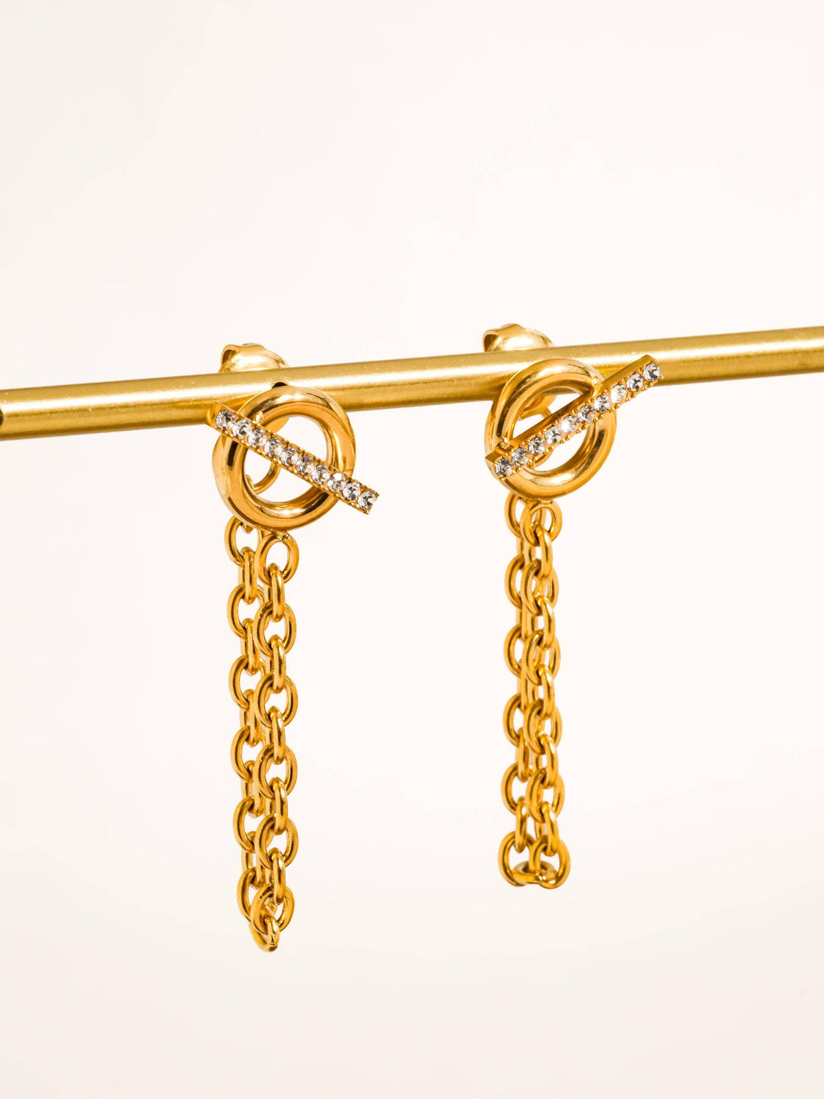 Non-Tarnish CZ Chain Drop Earrings