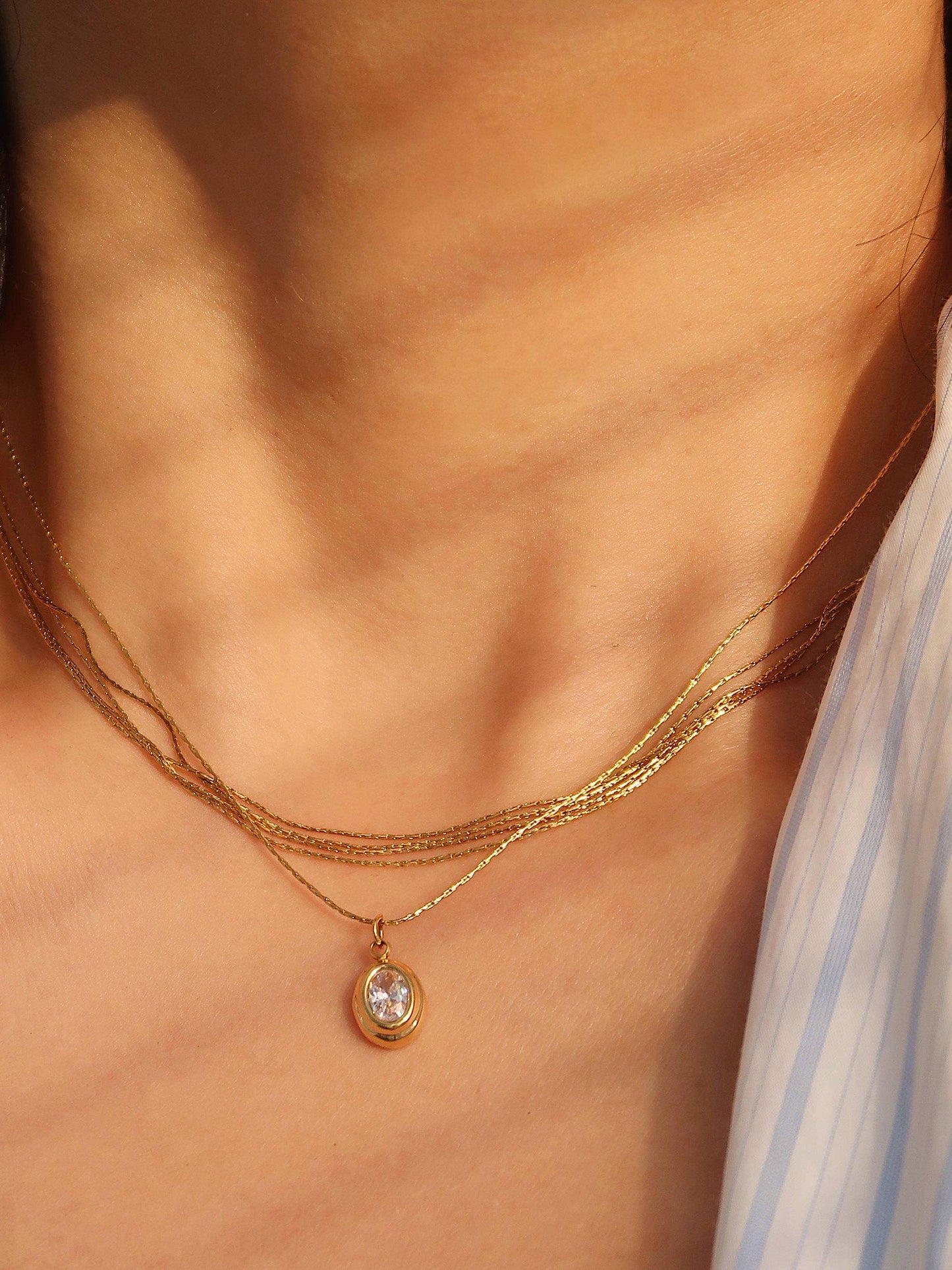 Cornelia Non-Tarnish Gemstone Necklace