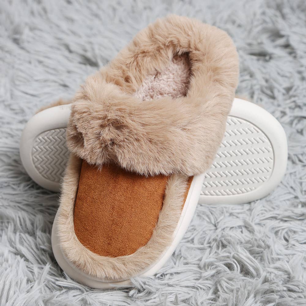 Faux Suede Fuzzy Slippers